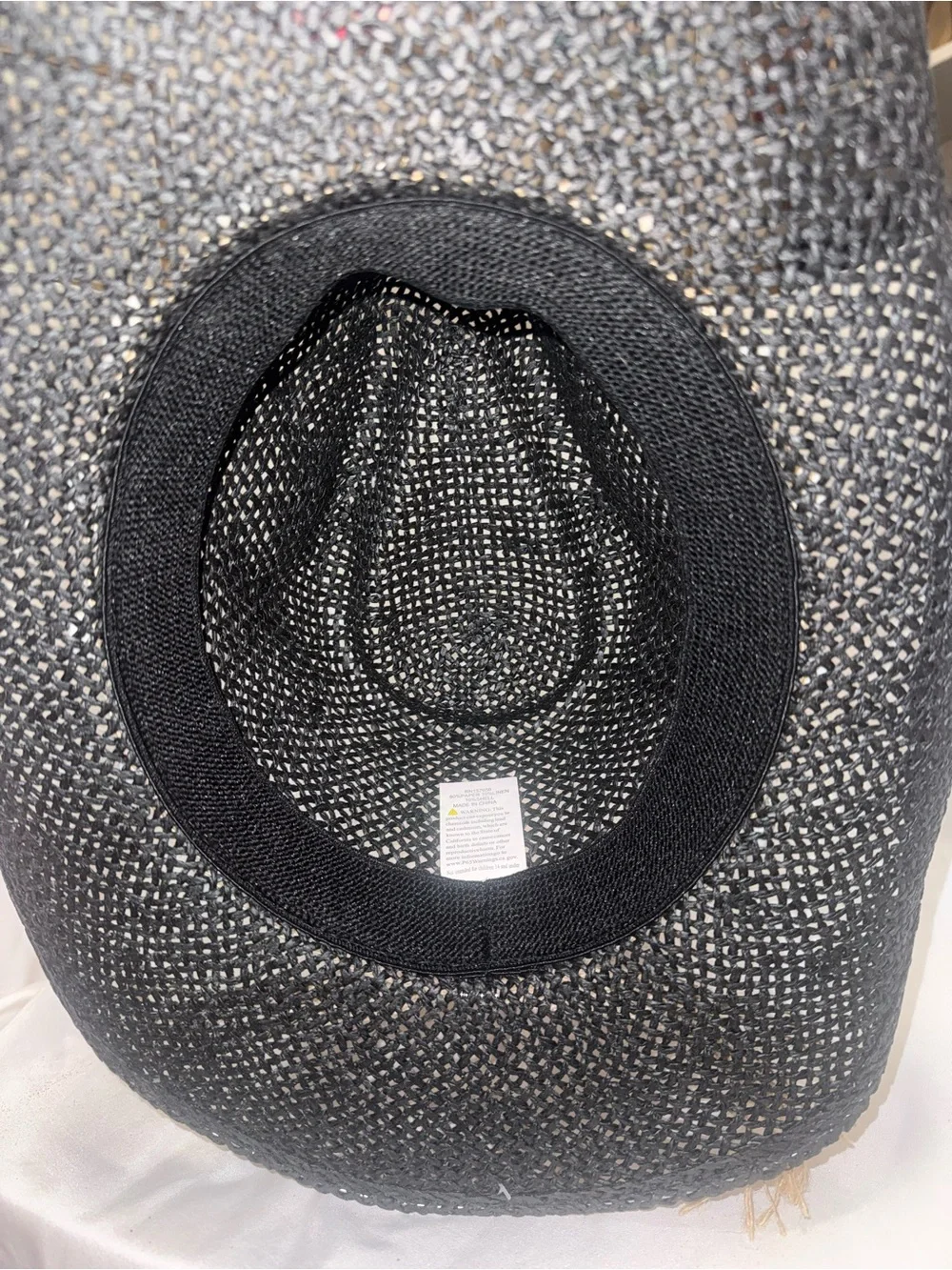 Black Straw Cowboy Hat with Shell Band - Unbranded